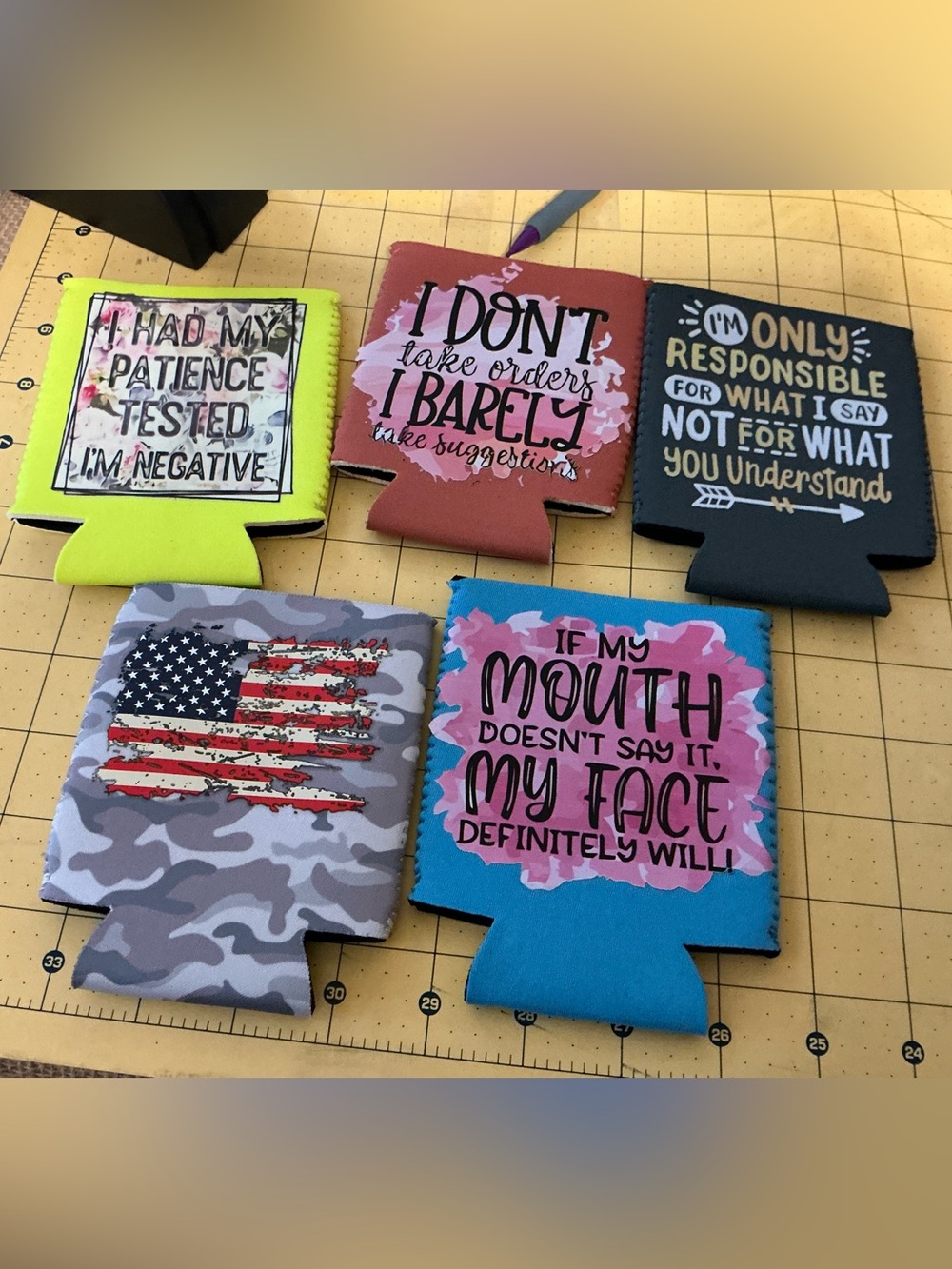 Hot off the press! Set of 6 Graphic Can Cooler Koozies